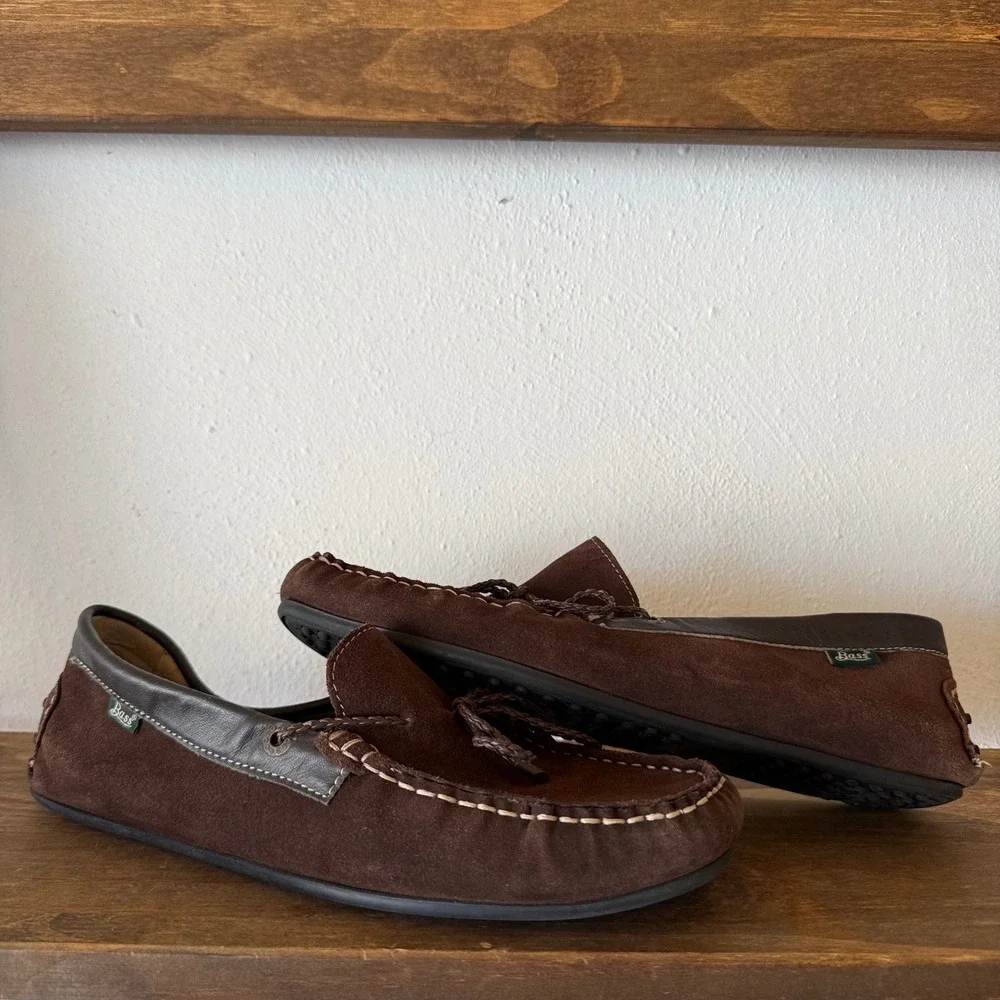 G.H. Bass Mens 10.5 Brown Suede Leather Driving Loafers Moccasin Shoes